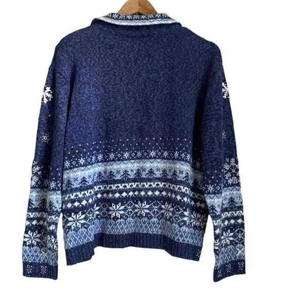 Heirloom Collectible Holiday Sweater Jacket Blue Snowflake Zip Up Size XL Beaded - Picture 3 of 11